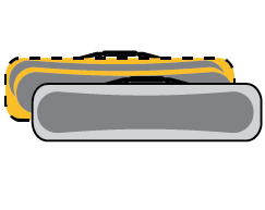 Up to two snowboards packed in a large travel case.