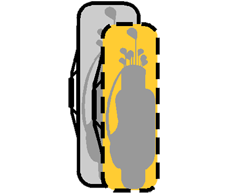 A carry/stand bag and clubs packed in a soft or hard sided travel case.
