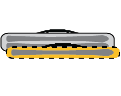 One pair of skis and poles packed in a standard size travel case.
